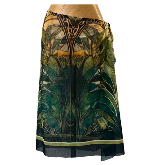 Mesh Wrap Skirt Midi Palms in Window