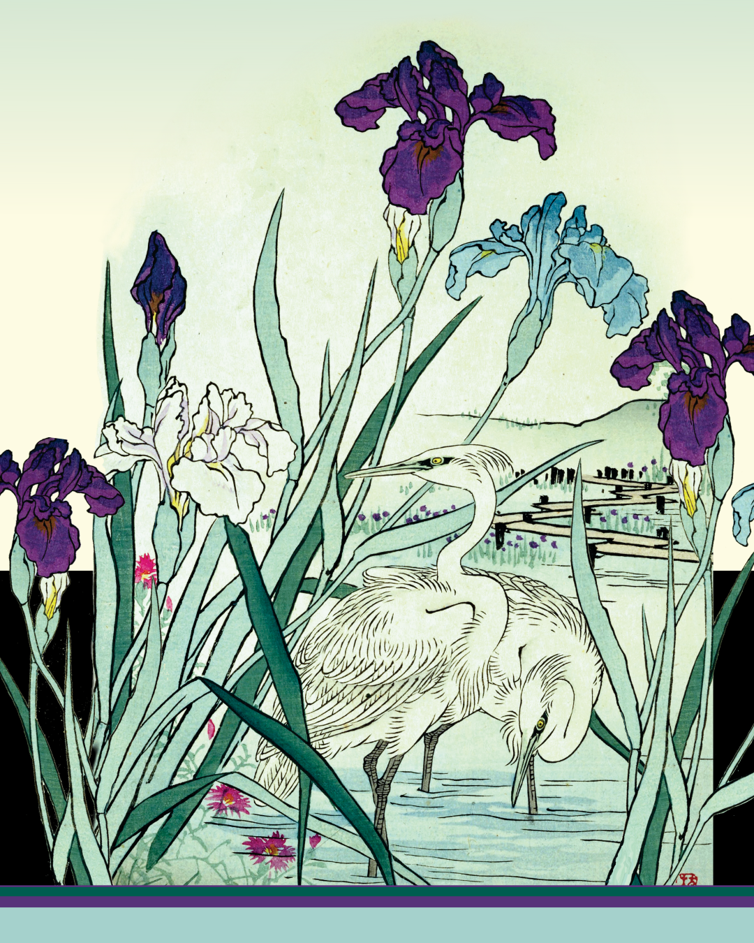 Mesh Closed Kimono Iris with Heron