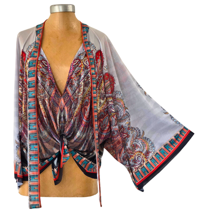 Mesh Closed Kimono Paisley with Zebra