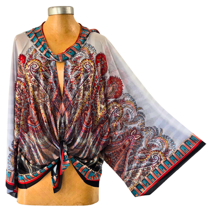 Mesh Closed Kimono Paisley with Zebra