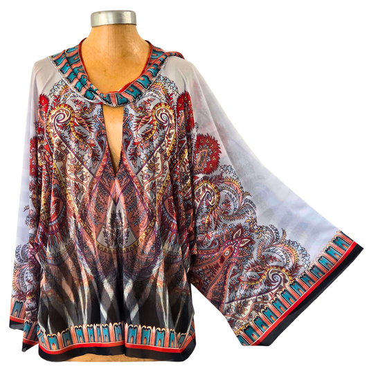 Mesh Closed Kimono Paisley with Zebra