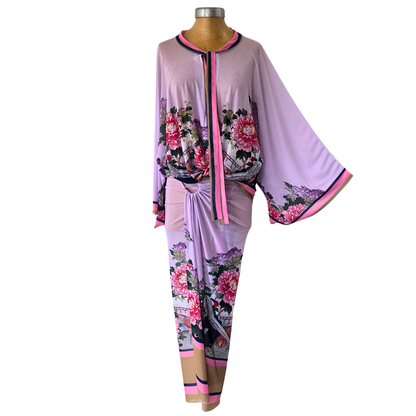 Mesh Closed Kimono Peony with Pheasant