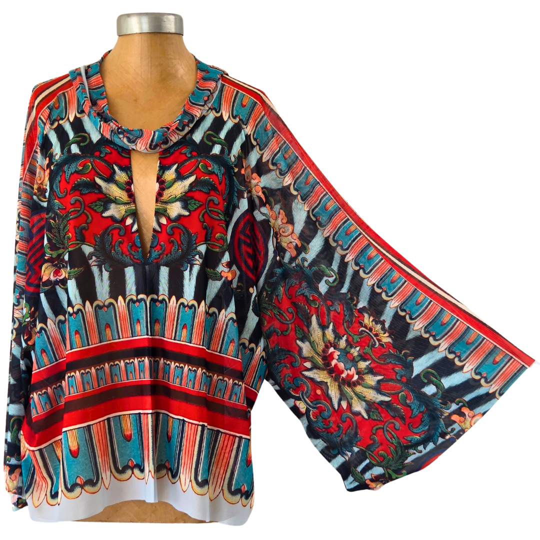 Mesh Closed Kimono Zebra Rose