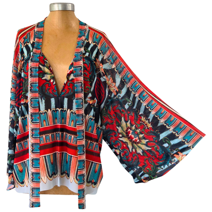 Mesh Closed Kimono Zebra Rose