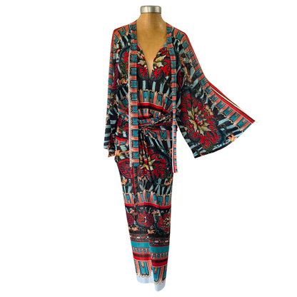 Mesh Closed Kimono Zebra Rose