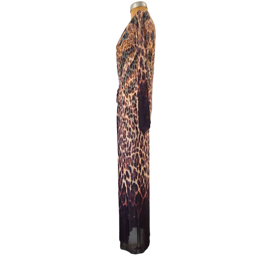 Mesh Tie Maxi Dress Leopard Nouveau