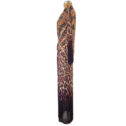 Mesh Tie Maxi Dress Leopard Nouveau