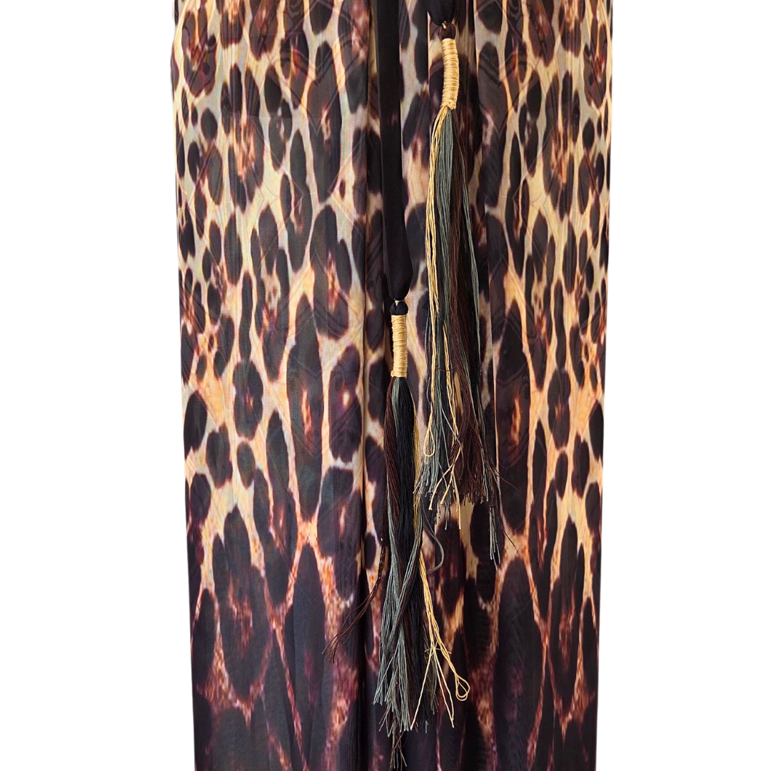 Mesh Tie Maxi Dress Leopard Nouveau