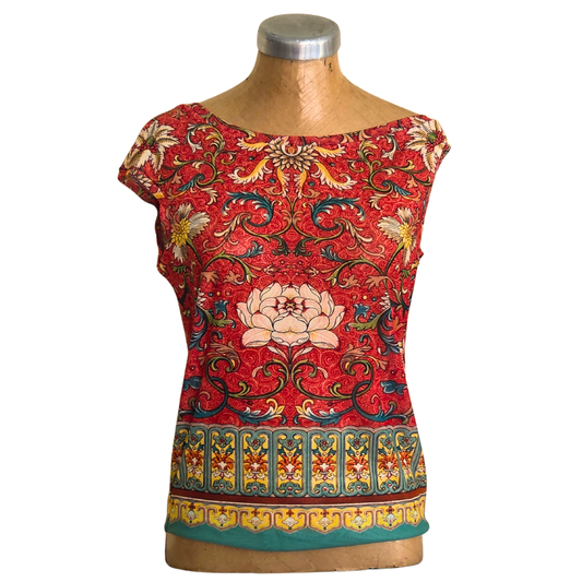 Mesh Top Asym Tea Rose