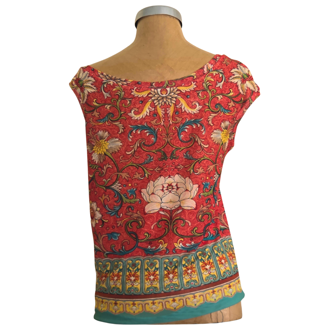 Mesh Top Asym Tea Rose