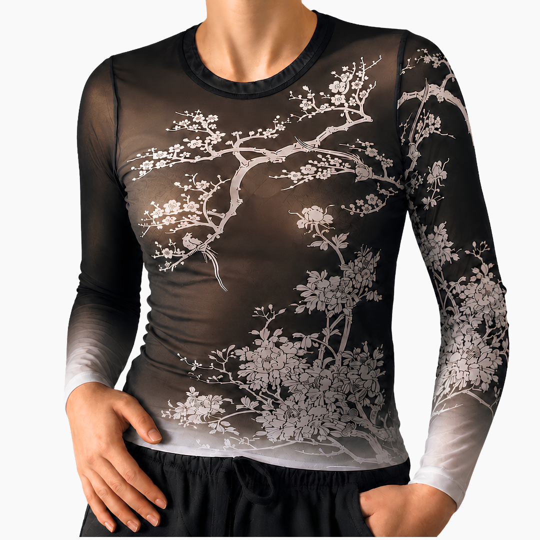 Mesh Top Blossoms with Birds