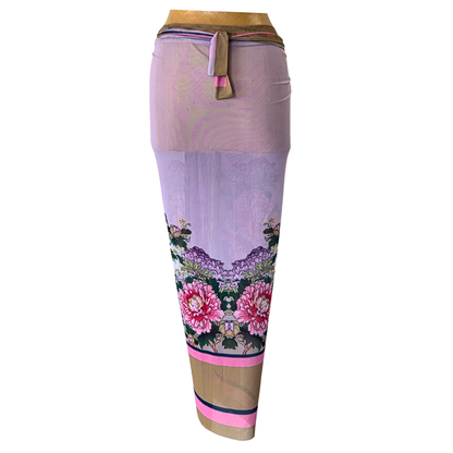 Mesh Wrap Maxi Skirt Peony with Pheasant