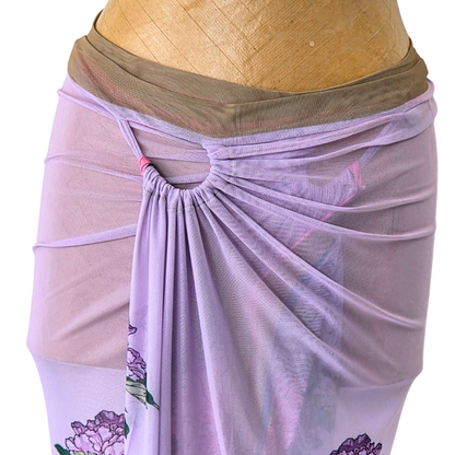 Mesh Wrap Maxi Skirt Peony with Pheasant