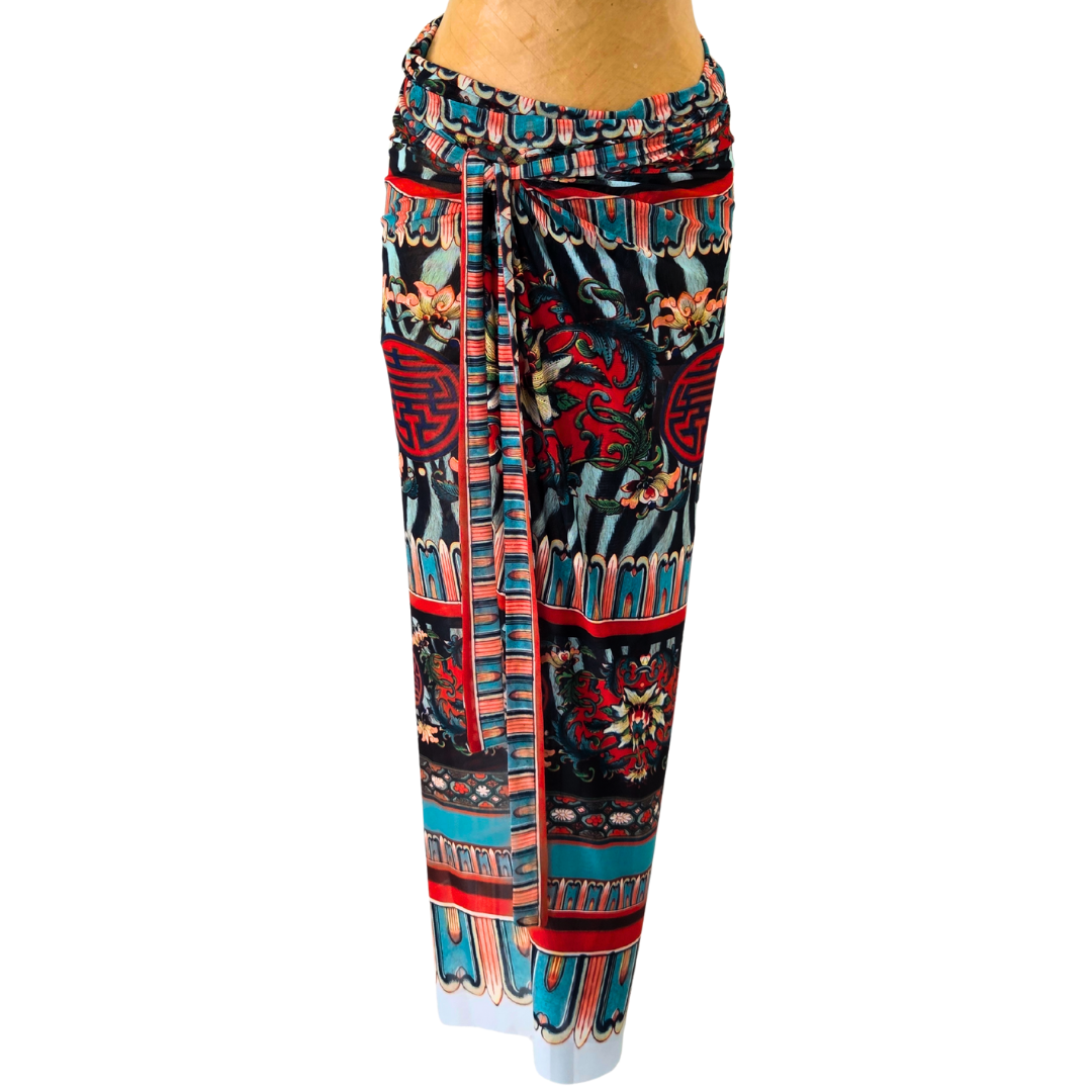 Mesh Wrap Maxi Skirt Zebra Rose