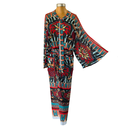 Mesh Wrap Maxi Skirt Zebra Rose