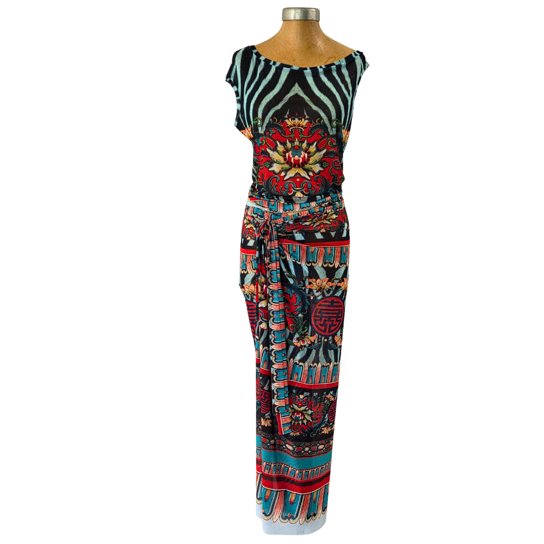 Mesh Wrap Maxi Skirt Zebra Rose