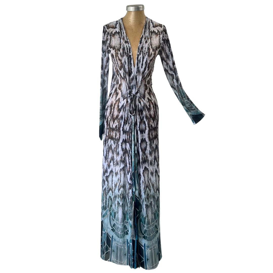 Mesh Tie Maxi Dress Python Nouveau