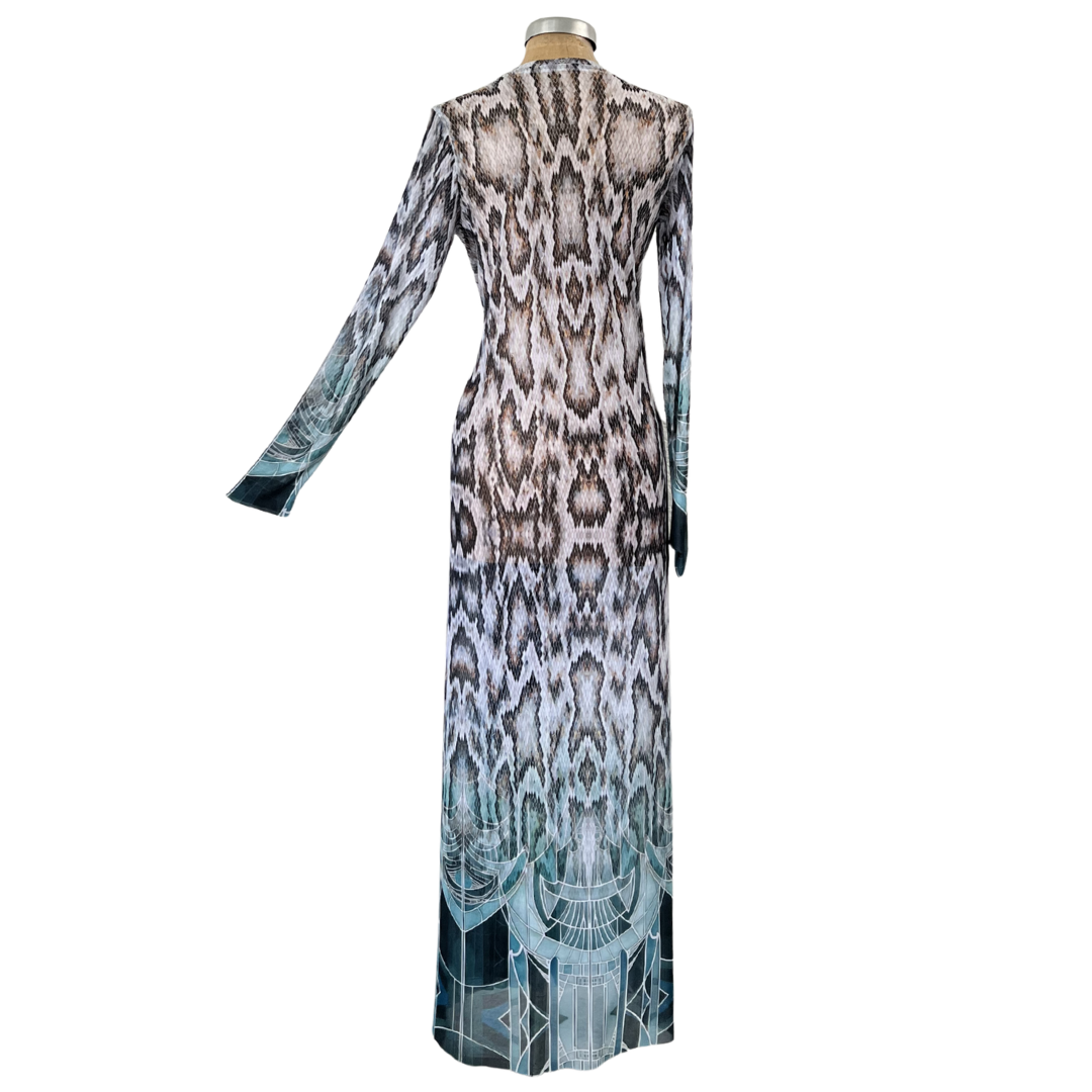 Mesh Tie Maxi Dress Python Nouveau