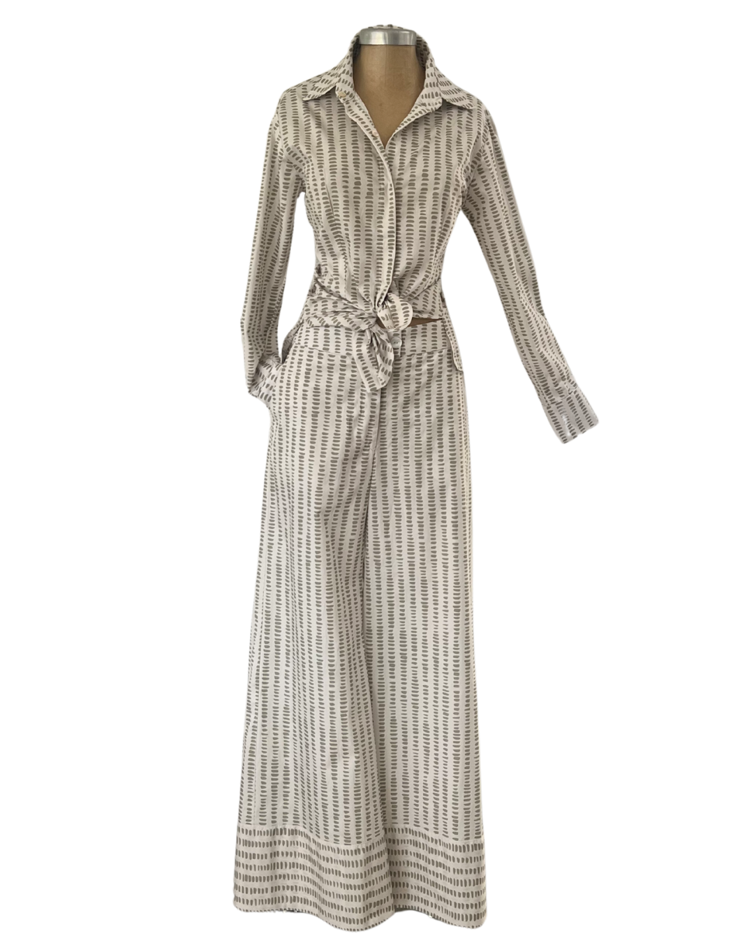 Classic Flared Trousers Sage Pebbles