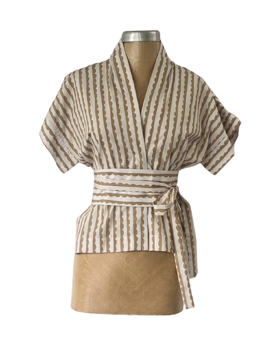 Sleeveless Kimono Natural Scallop
