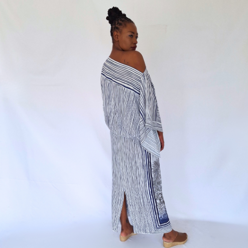 Tiger Ink Kimono Maxi Dress Boatneck