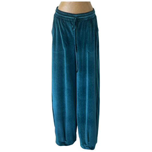 Velour Lounge Barrel Cut Trousers Deep Teal