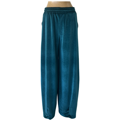 Velour Lounge Barrel Cut Trousers Deep Teal
