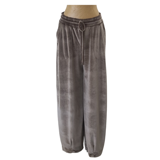 Velour Lounge Barrel Cut Trousers Oyster