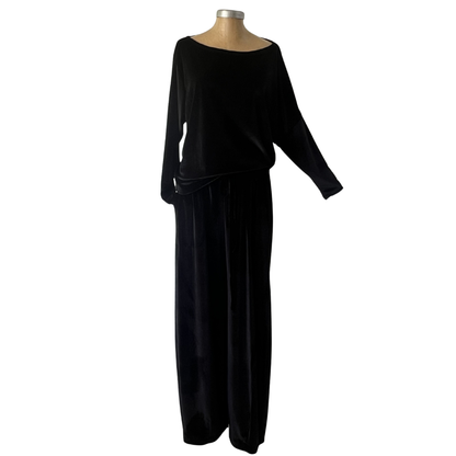 Velour Lounge Barrel Cut Trousers Black