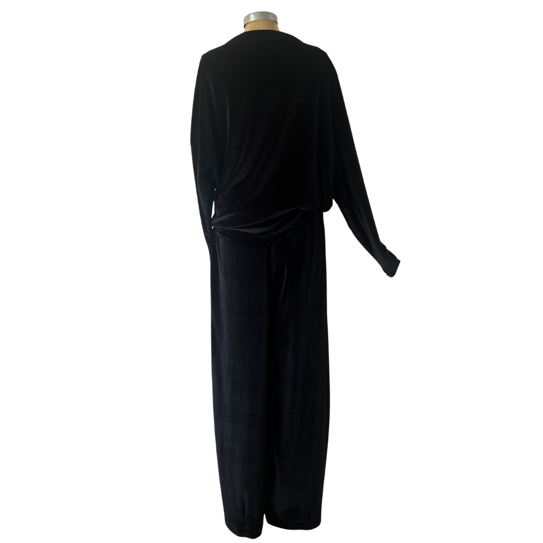 Velour Lounge Barrel Cut Trousers Black
