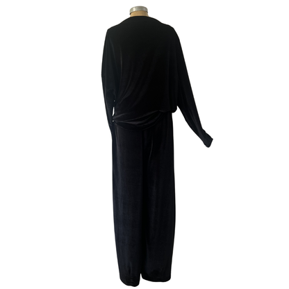 Velour Lounge Barrel Cut Trousers Black