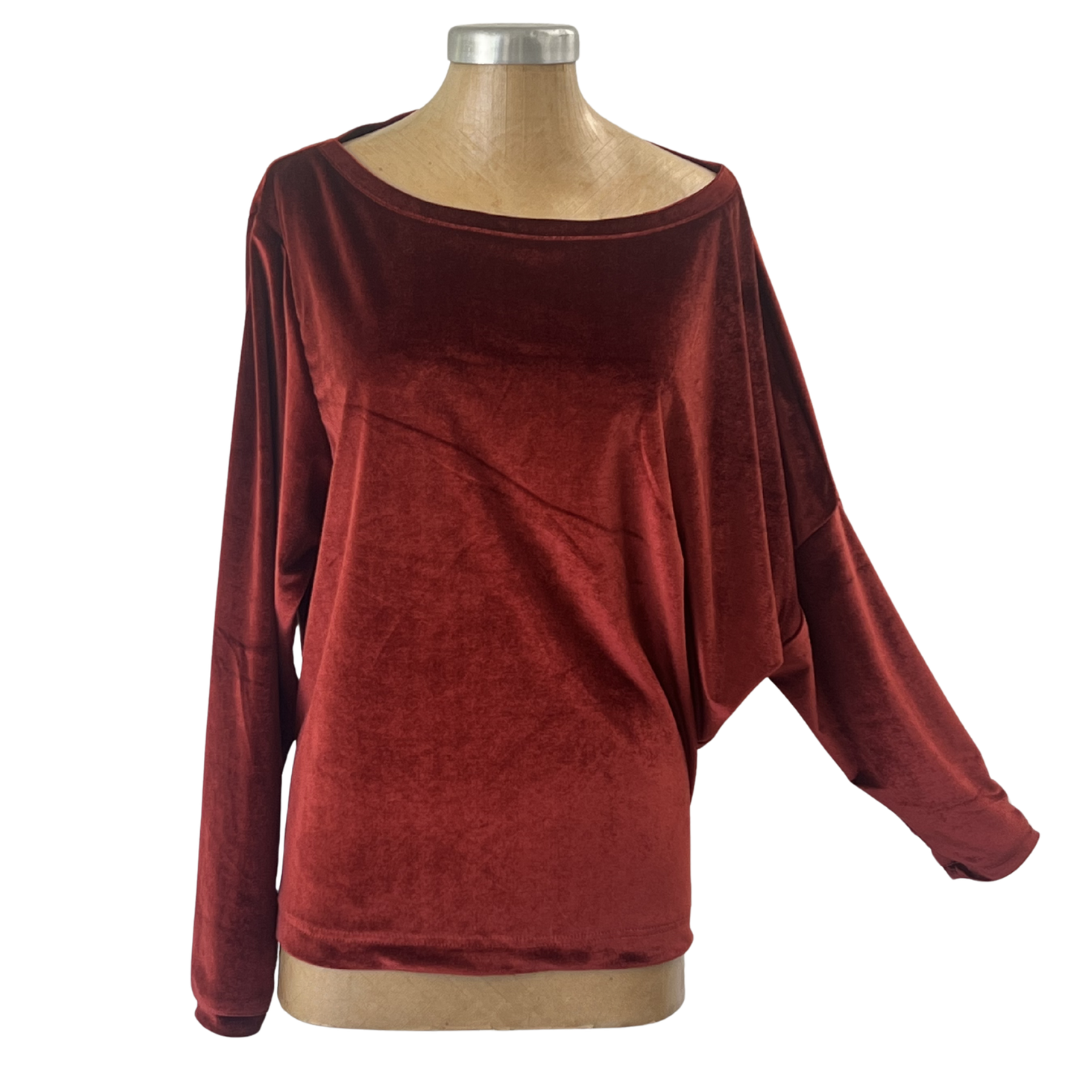 Velour Schloemphie Lounge Top Terracotta Rust