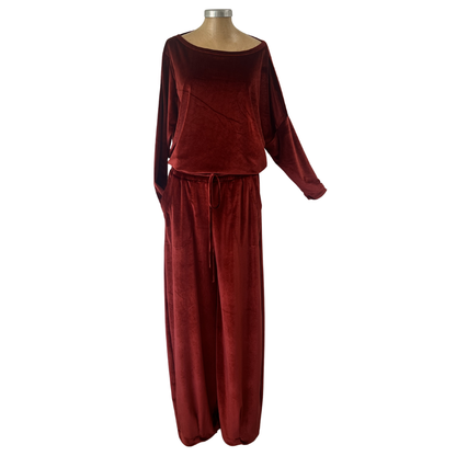 Velour Schloemphie Lounge Top Terracotta Rust