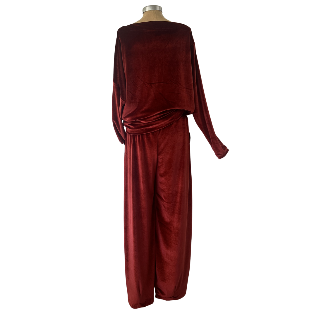 Velour Schloemphie Lounge Top Terracotta Rust