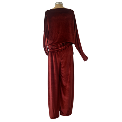 Velour Schloemphie Lounge Top Terracotta Rust