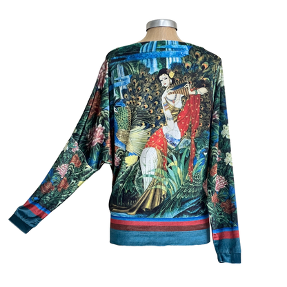 Velour Schloemphie Top Girl with Peacock