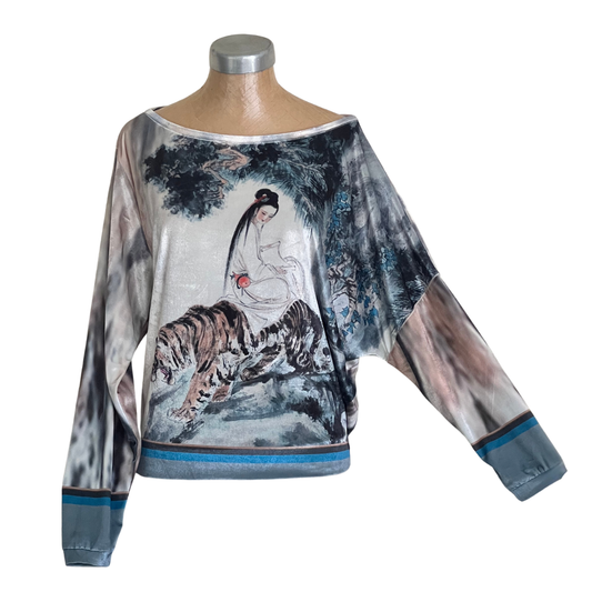 Velour Schloemphie Top Girl with Tiger