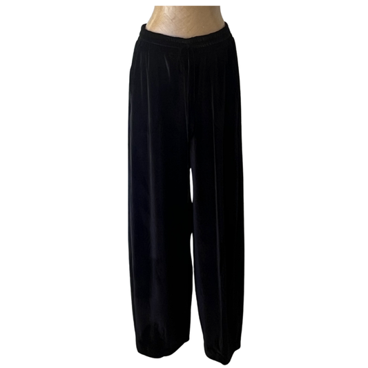 Velour Lounge Barrel Cut Trousers Black