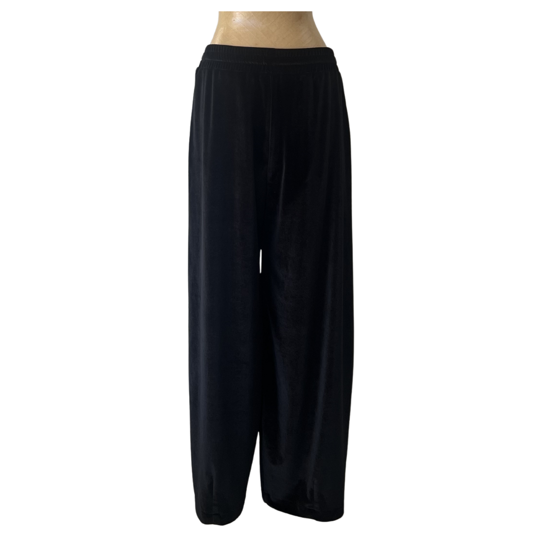 Velour Lounge Barrel Cut Trousers Black