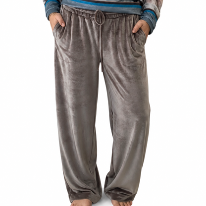 Velour Lounge Barrel Cut Trousers Oyster