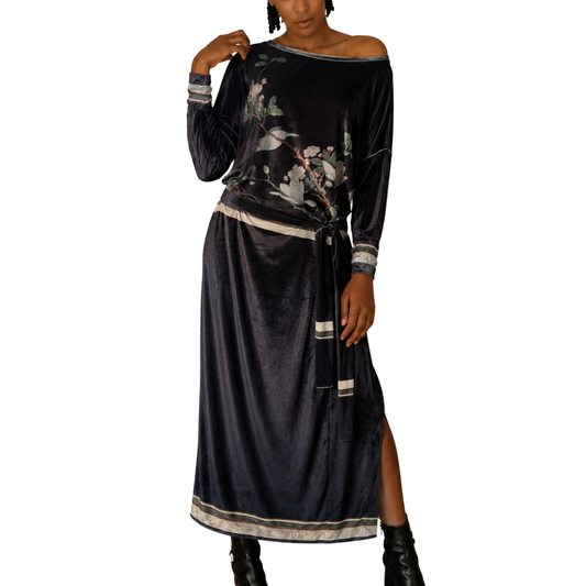 Velour Schloemphie Dress Bird with Magnolia