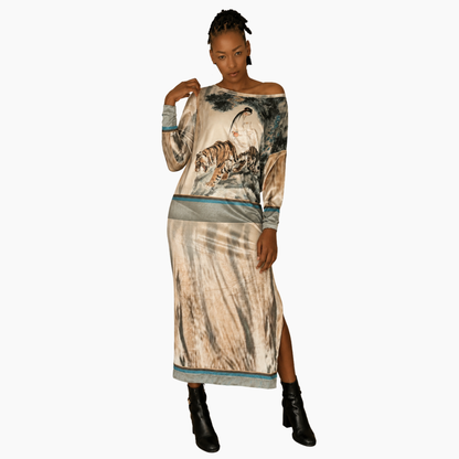 Velour Schloemphie Dress Girl with Tiger