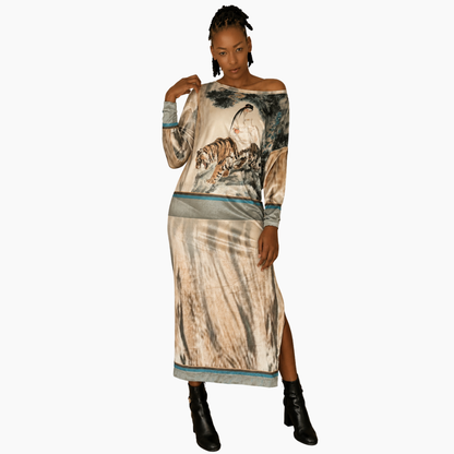 Velour Schloemphie Dress Girl with Tiger