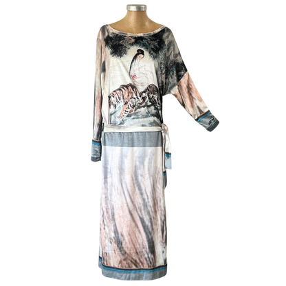 Velour Schloemphie Dress Girl with Tiger