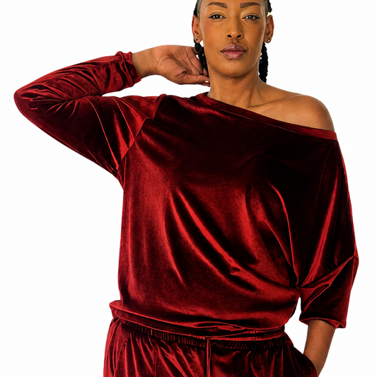 Velour Schloemphie Lounge Top Terracotta Rust
