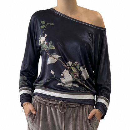Velour Schloemphie Top Bird with Magnolia