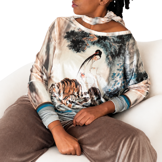 Velour Schloemphie Top Girl with Tiger
