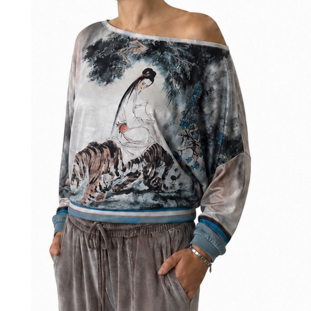 Velour Schloemphie Top Girl with Tiger