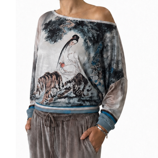 Velour Schloemphie Top Girl with Tiger