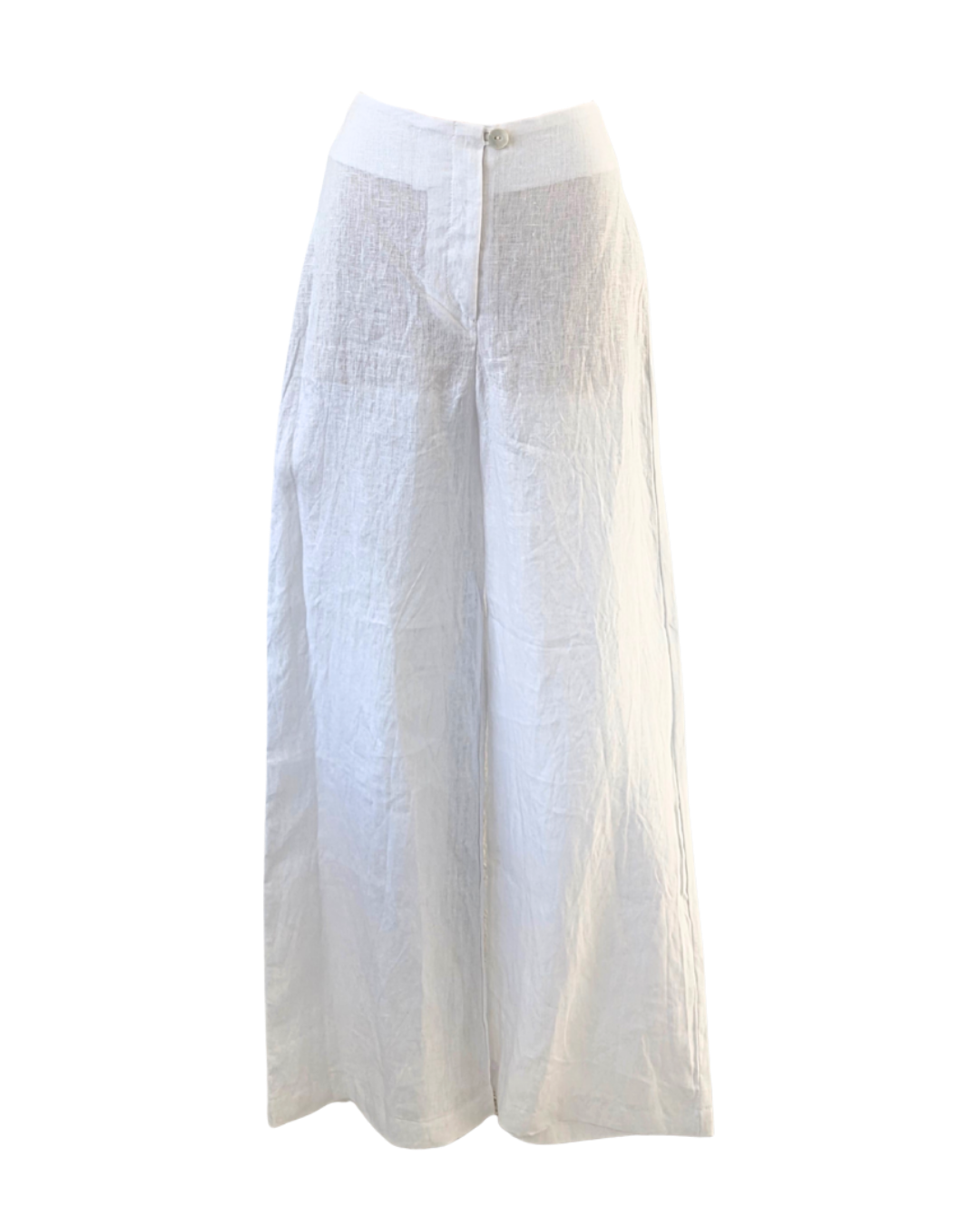 White HOH Flat Front Linen Trousers